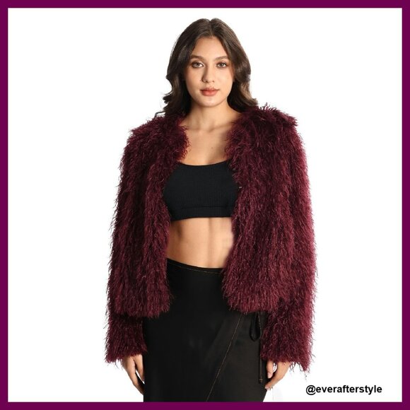 Jackets & Blazers - Faux Fur Coat Vintage Shaggy Warm Jacket Long Sleeve Y2K Chic